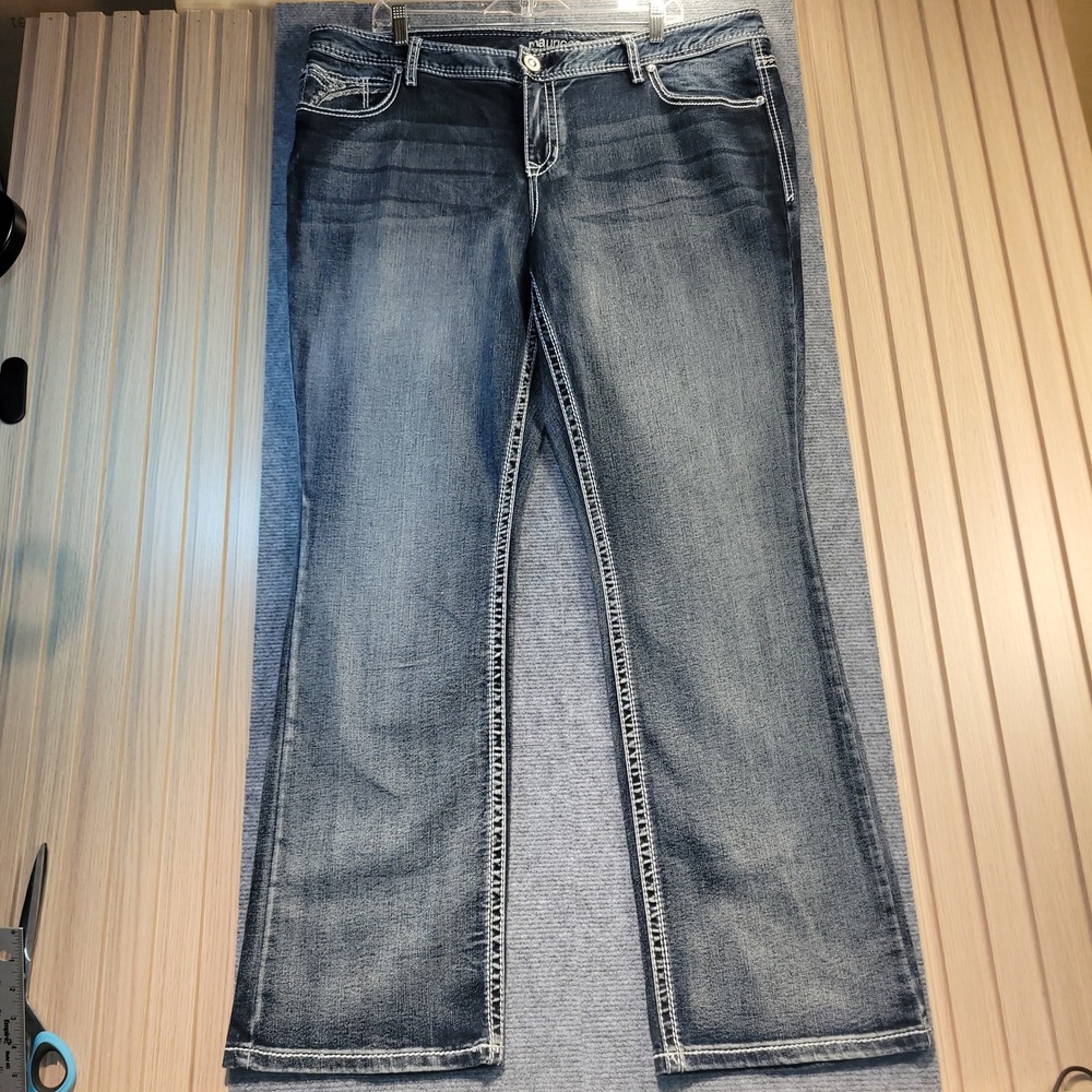 Maurices Denim Flex Jeans Women 22 Reg NWT Dark Wash Slim Boot Embellished Bling